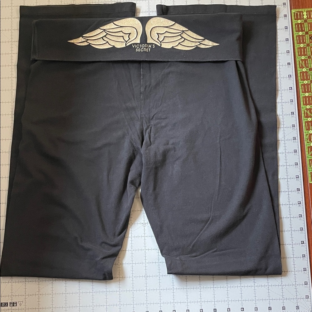 Victoria's Secret Black Fold-Over Waistwing Leggings